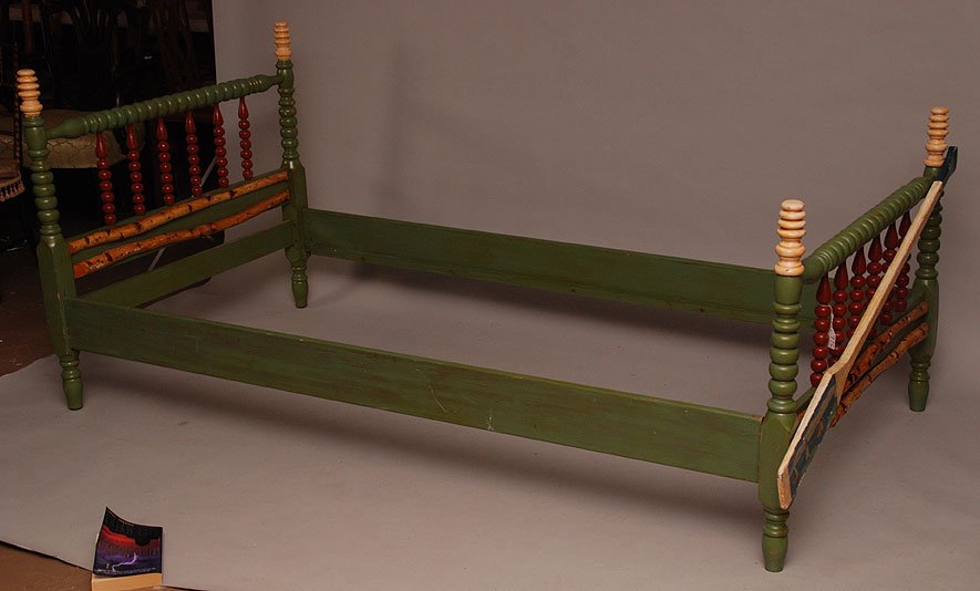 Painted spool youth bed, cute and campy (low to ground): Painted spool youth bed, cute and campy (low to ground)