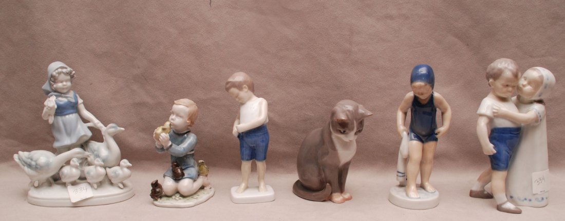 Six figurines (3) B&G; 1 little girl at beach, Royal: Six figurines (3) B&G; 1 little girl at beach, Royal Copenhagen and (2) German Porcelain