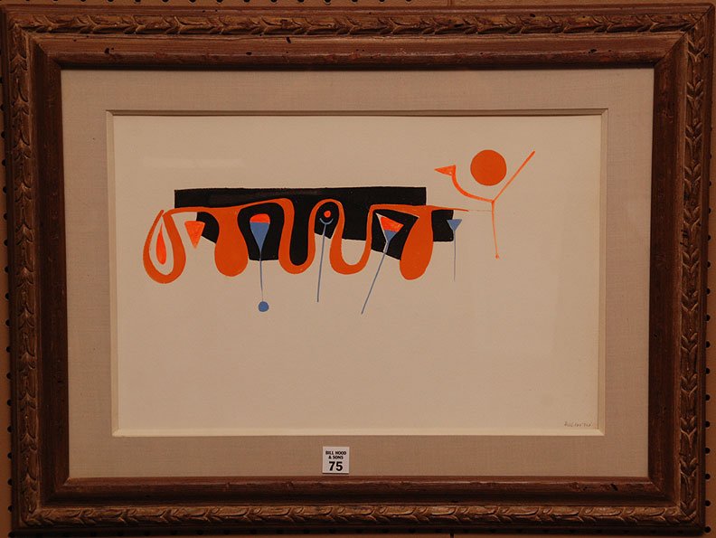 Sacha Kolin (New York 1911 - 1981) Abstract Gouache, NY: Sacha Kolin (New York 1911 - 1981) Abstract Gouache, NY Far Gallery label on reverse, signed dated '74 lower right, image size 12" x 18"