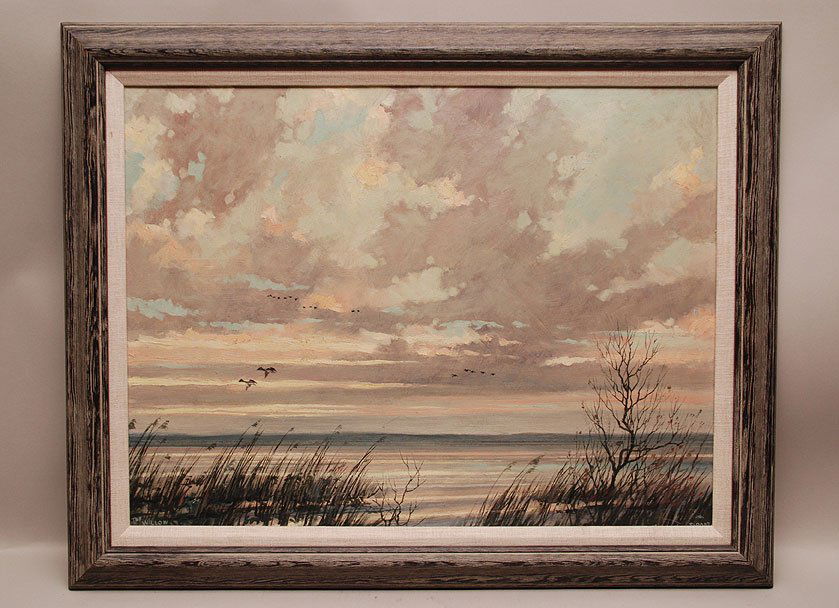 Eric Sloane (American 1905 - 1985) oil on panel, "The : Eric Sloane (American 1905 - 1985) oil on panel, "The Willow" 18" x 24" Prov. Michael Wigley -Estate cataloged- gallery labels Altermann, & Quail Hollow.