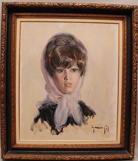 Ignacio Gil Y Sala (Spain 1913 - 2003) oil on canvas, : Ignacio Gil Y Sala (Spain 1913 - 2003) oil on canvas, Portrait, signed lower right, 30" x 24"