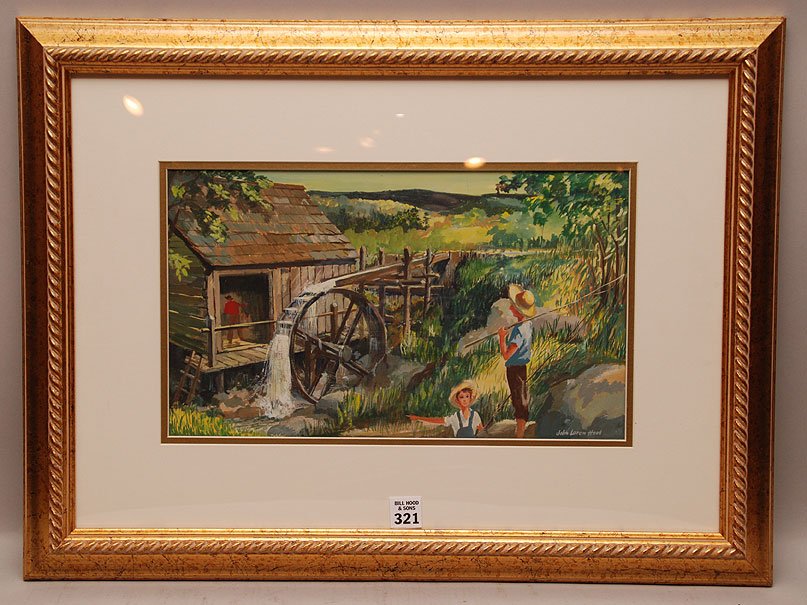 JOHN LOREN HEAD, American 1913-1997, “The Old Mill”, go: JOHN LOREN HEAD, American 1913-1997, “The Old Mill”, gouache on heavy paper, sight 9” x 14”, signed lower right, framed