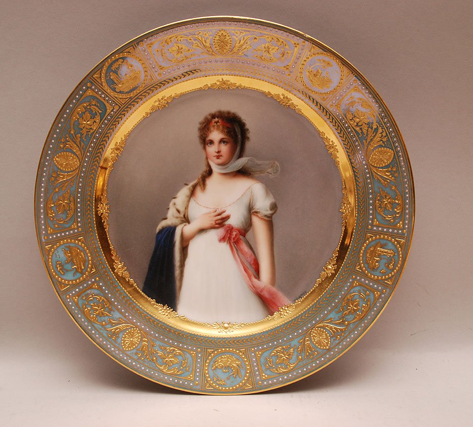 Royal Vienna Porcelain Portrait Plate "Louise" signed W: Royal Vienna Porcelain Portrait Plate "Louise" signed Wagner. Condition: good. Dia. 9 1/2"