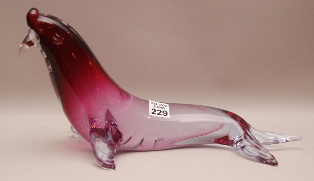 Murano Walrus Sculpture. Condition: good. Lth. 14": Murano Walrus Sculpture. Condition: good. Lth. 14"