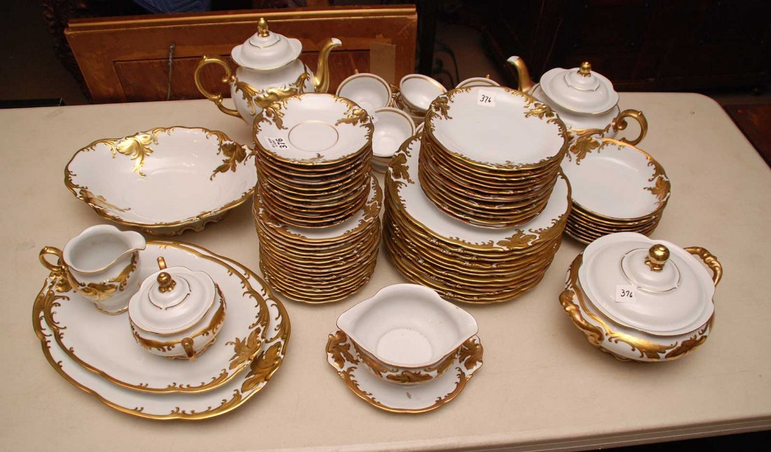White china set with gold trim: White china set with gold trim