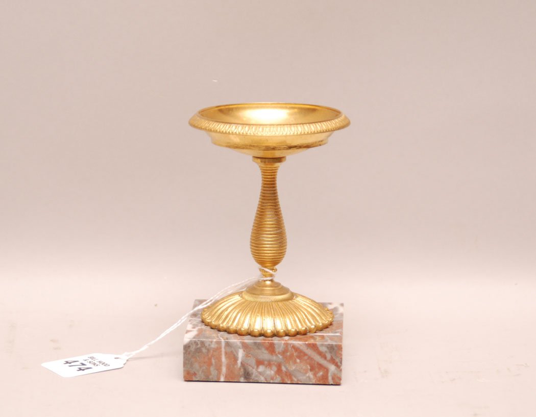 Gilt Bronze Compote with a marble base. Condition: goo: Gilt Bronze Compote with a marble base. Condition: good. Ht. 5 1/4"