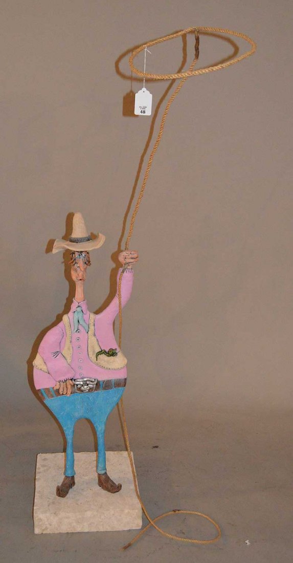 Todd Warner "Cowboy" sculpture, 36" high, signed and da: Todd Warner "Cowboy" sculpture, 36" high, signed and dated 1993