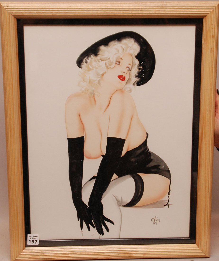 Olivia De Berardinis (California 1948 - ) Watercolor o: Olivia De Berardinis (California 1948 - ) Watercolor on paper, Pin up Girl, signed and dated 89 lower right, 14-1/2" x 19-1/2"