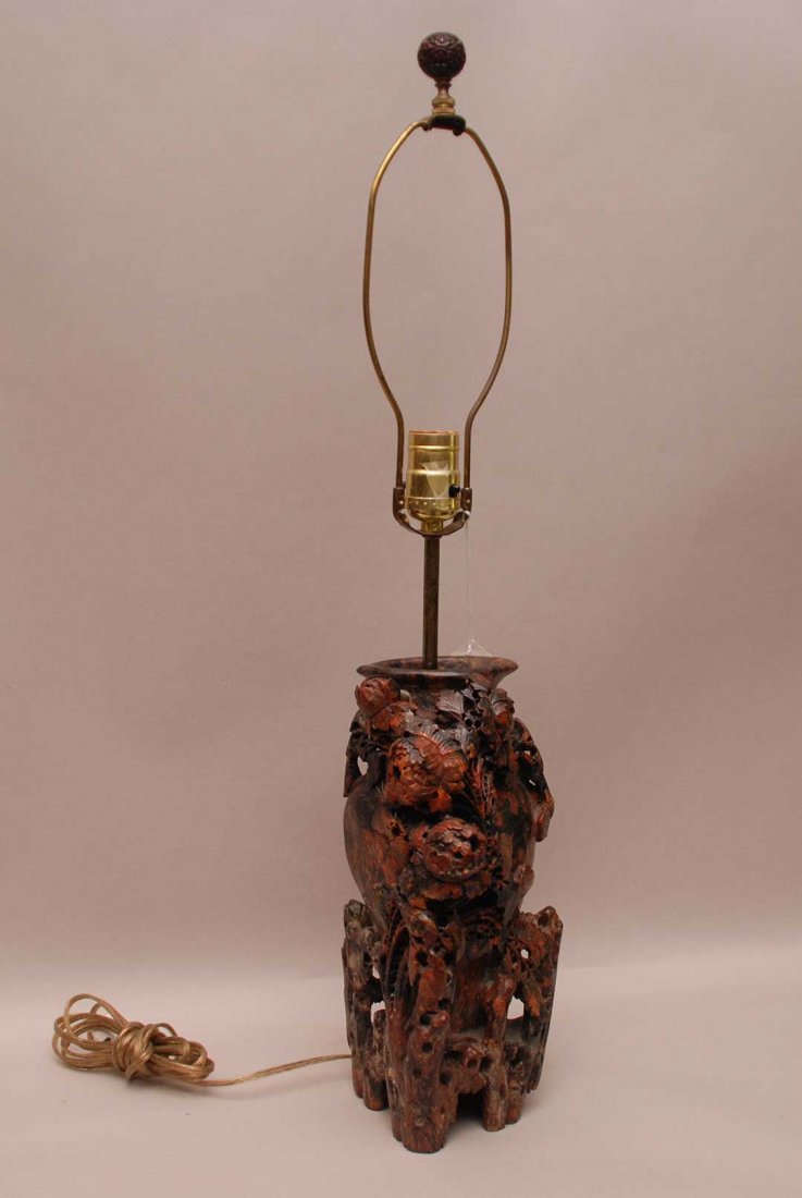 Carved soapstone lamp 25"h x 5"w: Carved soapstone lamp 25"h x 5"w