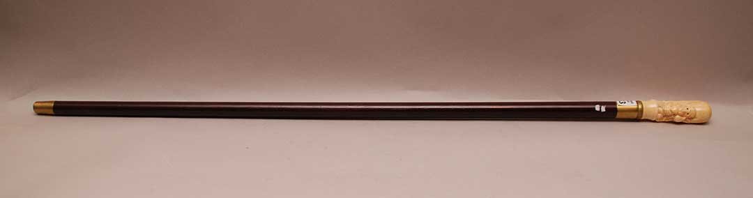 Cane with carved monkey handle 36"h: Cane with carved monkey handle 36"h