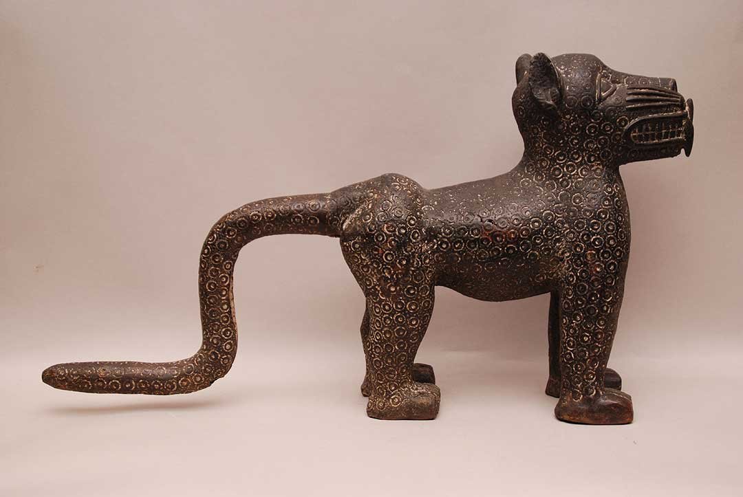 African Ivory Coast bronze leopard Beni Nigeria 14"h x: African Ivory Coast bronze leopard Beni Nigeria 14"h x 23"w
