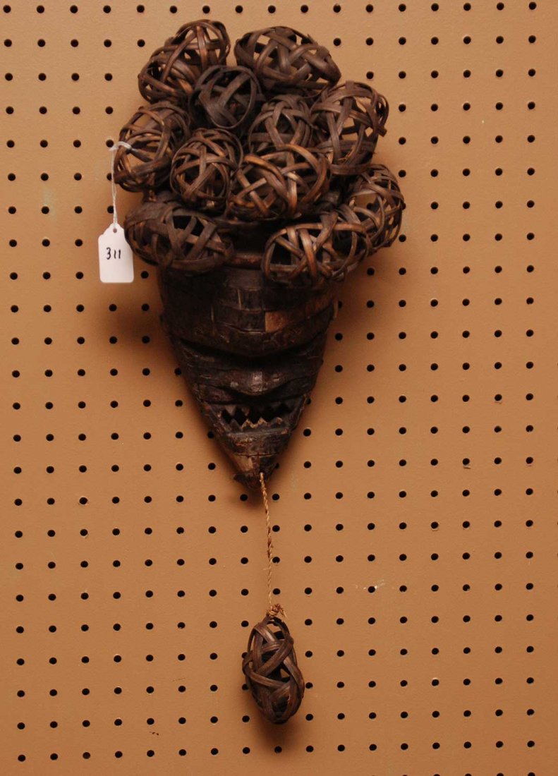 African carved wood mask 18"h x 6 1/2"w: African carved wood mask 18"h x 6 1/2"w