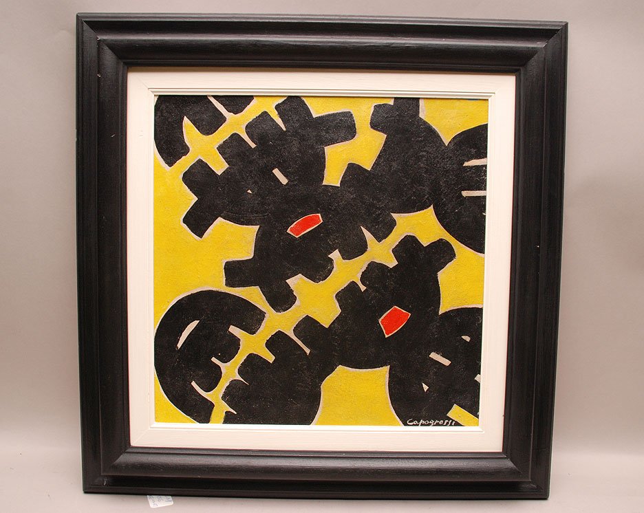 Giuseppe Capogrossi (attrib.) (Italian 1900-1972)ï¾ : Giuseppe Capogrossi (attrib.) (Italian 1900-1972)ï¾ abstract oil on canvas signed 15 ï¾½ x 15 ï¾½ ï¾“