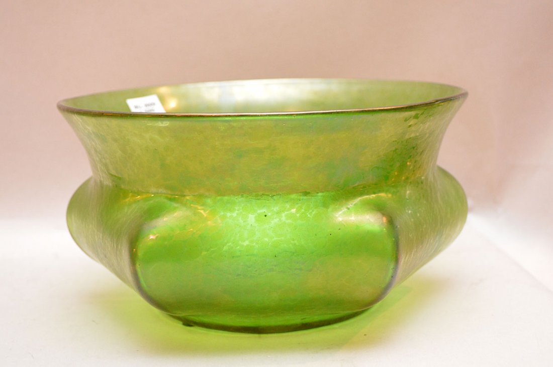 Loetz Art Glass Bowl. Condition: the piece has slight: Loetz Art Glass Bowl. Condition: the piece has slight roughage to the pontil which appears original. Ht. 4 5/8" Dia. 9"