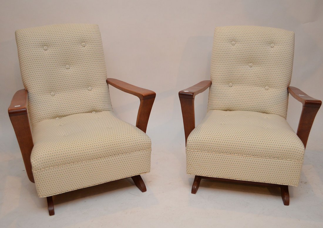 Pair upholstered vintage rockers (fine condition): Pair upholstered vintage rockers (fine condition)
