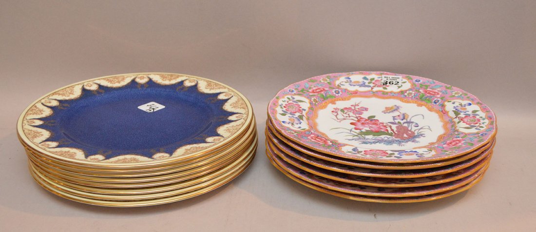 8 Crown Staffordshire plates (10 1/2"dia) AND 5 Minton: 8 Crown Staffordshire plates (10 1/2"dia) AND 5 Minton plates (10 1/4"dia)
