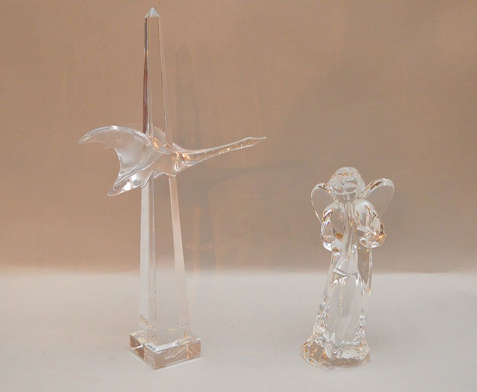 Baccarat crystal angel AND Baccarat crystal bird in: Baccarat crystal angel AND Baccarat crystal bird in flight on obelisk
