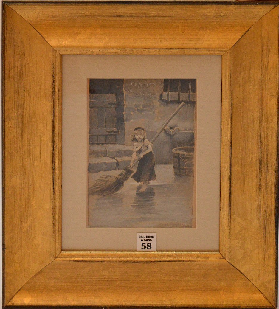 Émile Antoine Bayard (France 1837 - 1891) Gouache "Le: Émile Antoine Bayard (France 1837 - 1891) Gouache "Le Miserable's" 8" x 5-1/4"