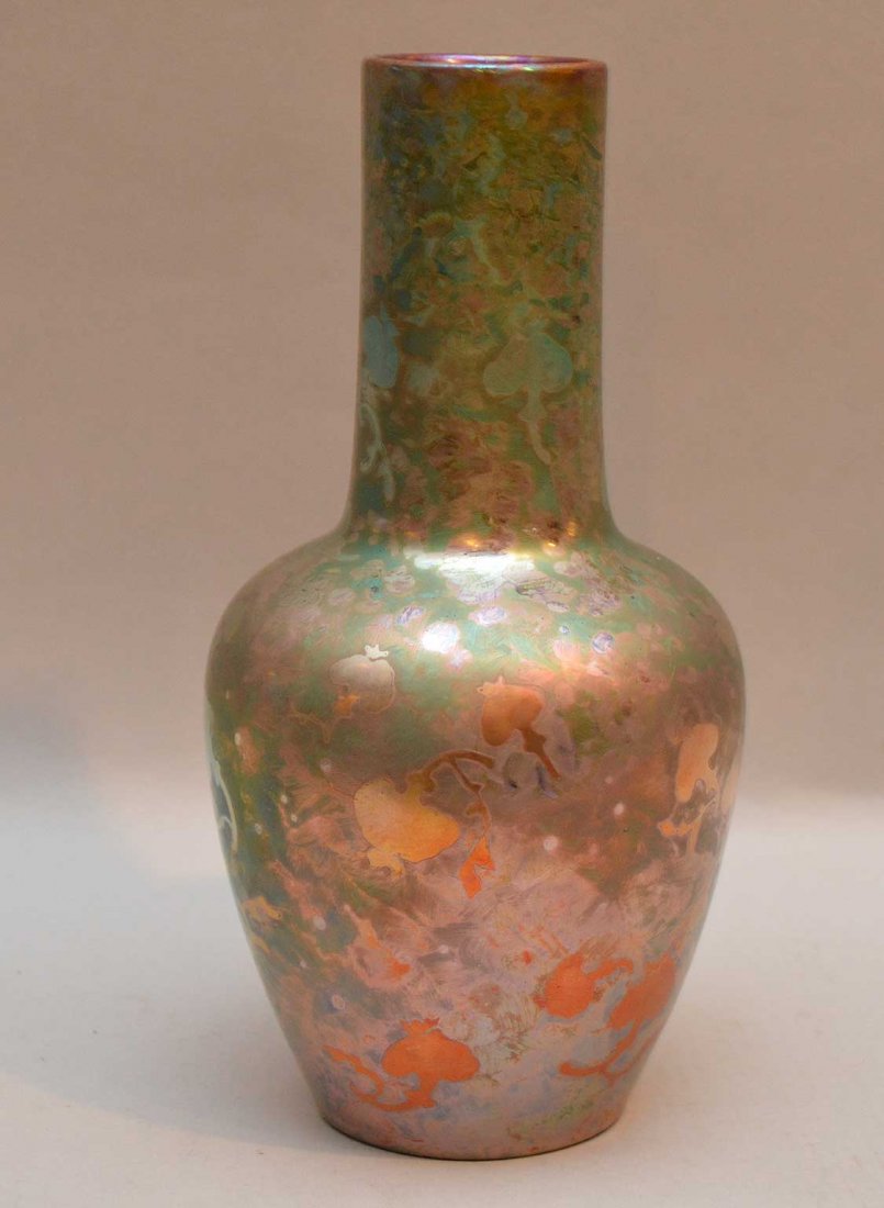 Clement Massier Luster Pottery Vase. Condition: good.: Clement Massier Luster Pottery Vase. Condition: good. Signed on the bottom. Ht. 9 3/4"