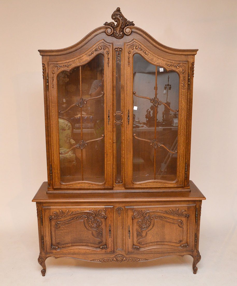 Oak 2 pc. Country French cabinet, 78"h x 51"w x 18"d: Oak 2 pc. Country French cabinet, 78"h x 51"w x 18"d