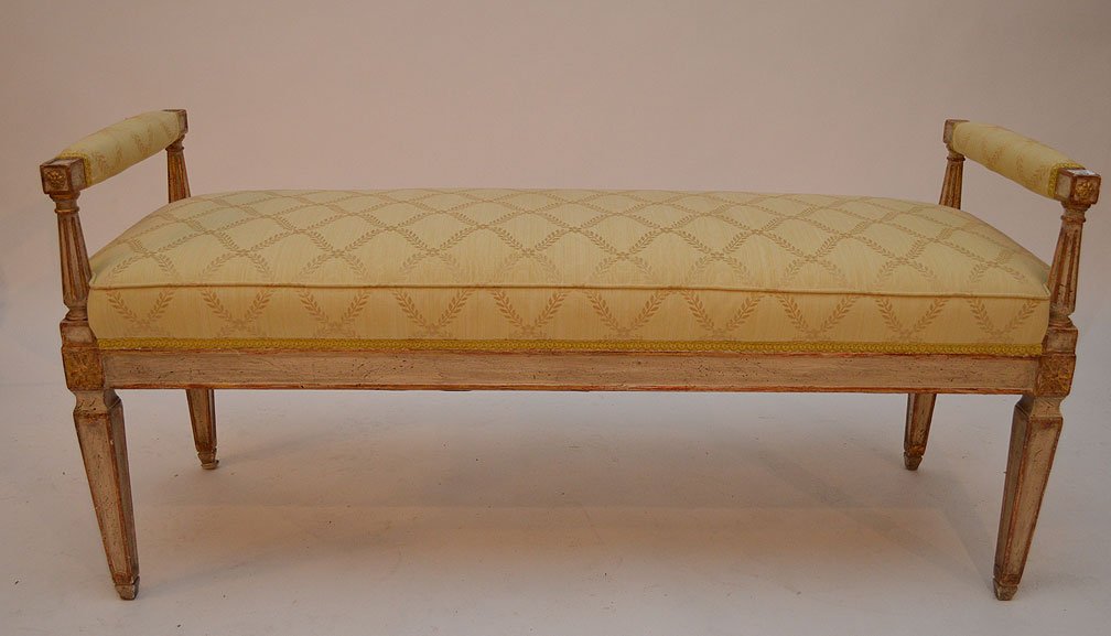 Louis XVI style bench with attached cushion, 24"h x (1 of 3)
