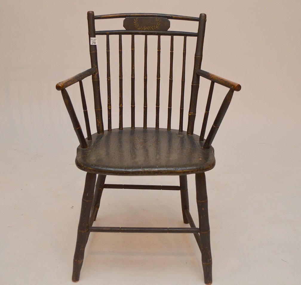 19th c. original black finish American Windsor armchair (1 of 3)