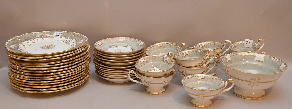 English porcelain set, 19thc, incl; 15 plates (8 (1 of 4)