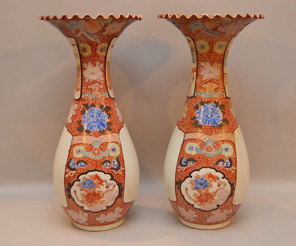 Pair Antique Japanese Imari Porcelain Vases.: Pair Antique Japanese Imari Porcelain Vases. Condition: Minor normal wear. Ht. 17"
