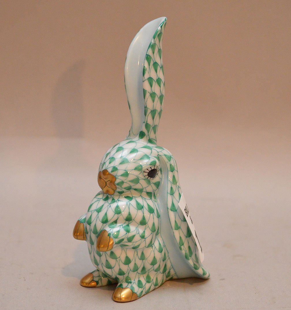 Herend rabbit with one ear up, 4"h x 2"w (1 of 2)
