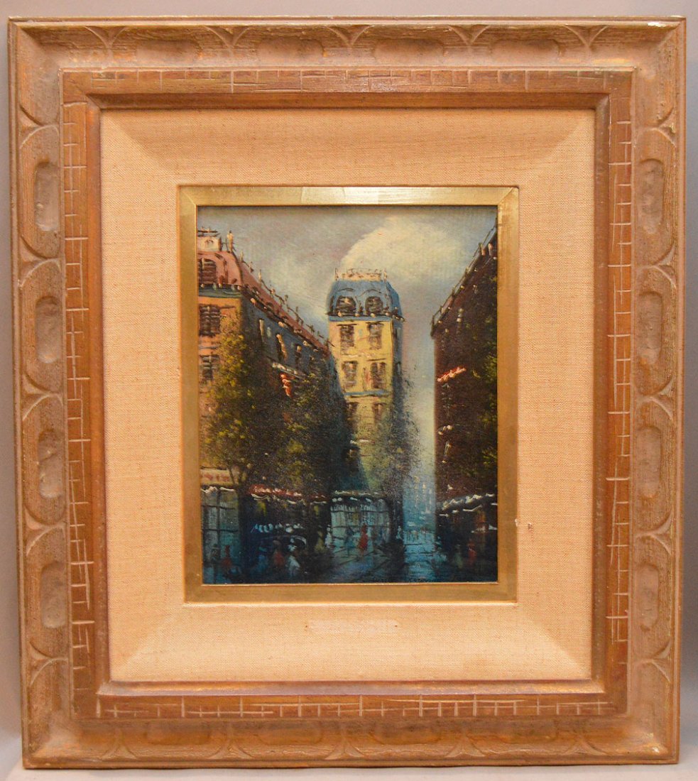 Russian Painting oil on board,  Paris night street (1 of 6)