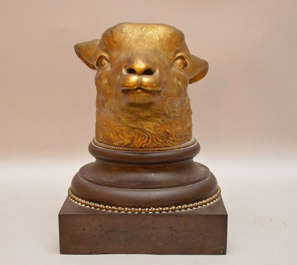 Gilt Bronze Lamb head, Condition: good with minor (1 of 5)