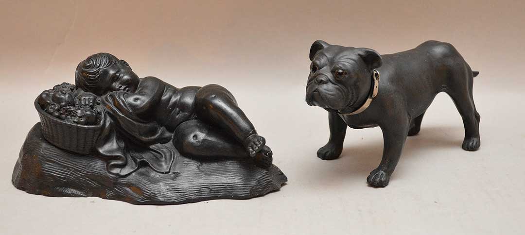 Five Pieces Wedgwood Basalt.  1 Child Sleeping Lth 5". (1 of 5)