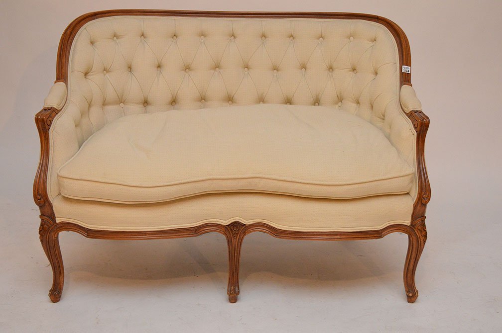Diminutive French style tufted back settee (1 of 2)