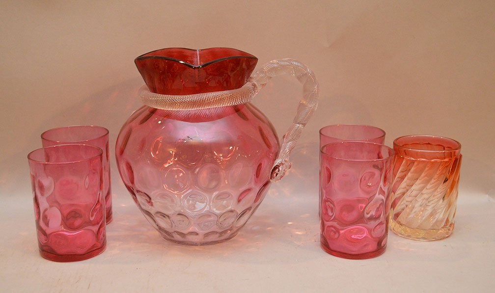 Antique American lemonade set, Rubina clear to (1 of 3)