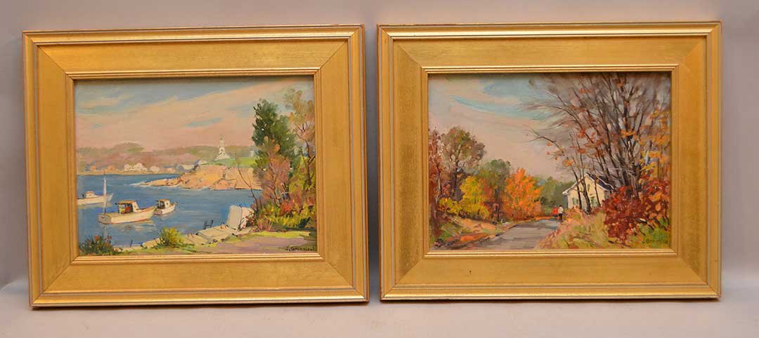 Pair of Jacob Greenleaf  (American 1887 - 1968) oil on (1 of 8)