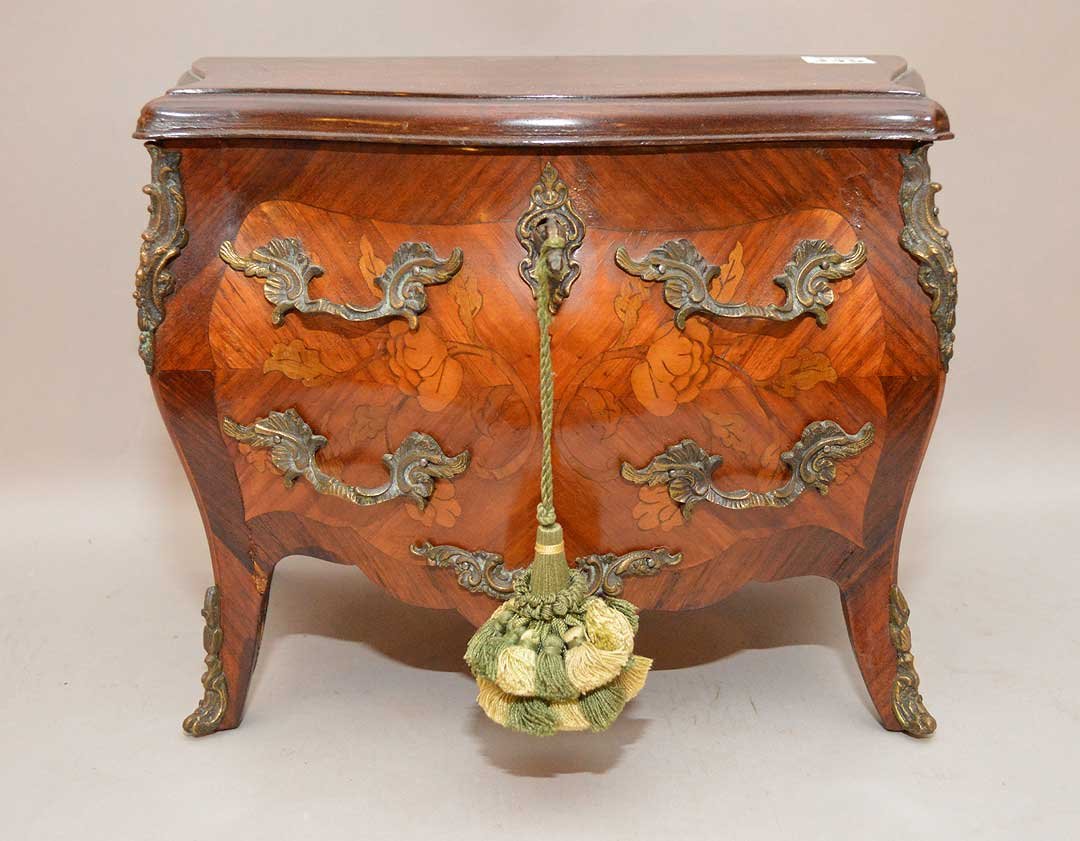 Miniature French commode jewelry chest, 9"h x 10 5/"8L (1 of 5)