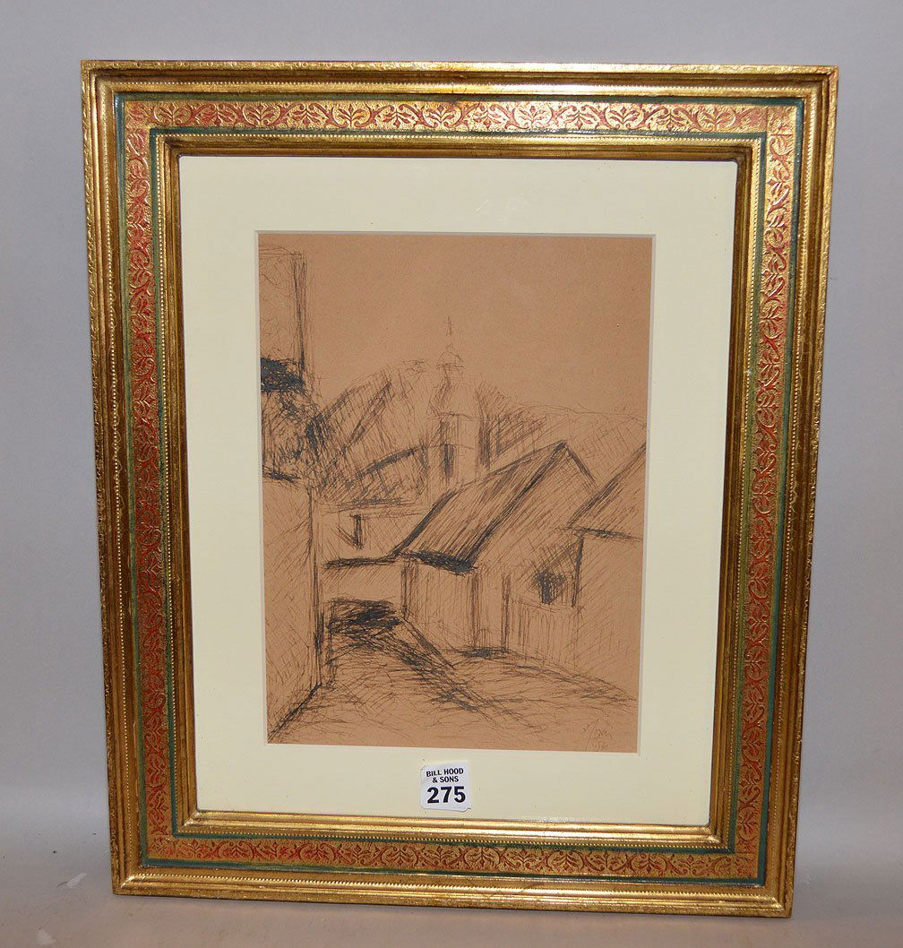 Ottone Rosai (Italian 1895-1957) village street, ink on (1 of 4)