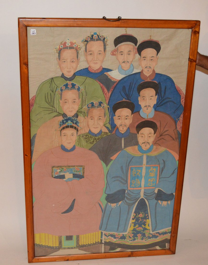 Old Chinese ancestral Gouache/watercolor Painting, 55": Old Chinese ancestral Gouache/watercolor Painting, 55" x 34"