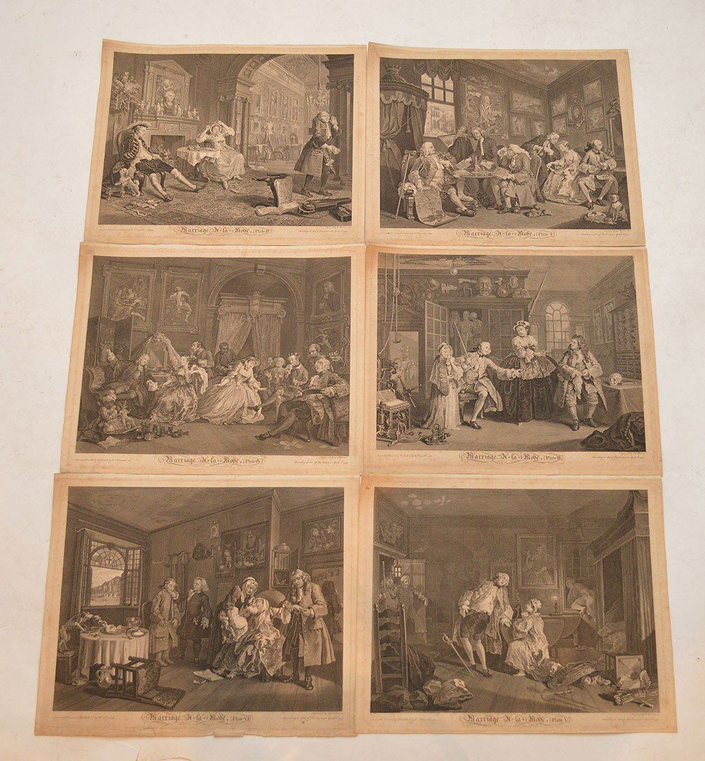 6 pcs- William Hogarth British, Marriage a la mode (1 of 10)