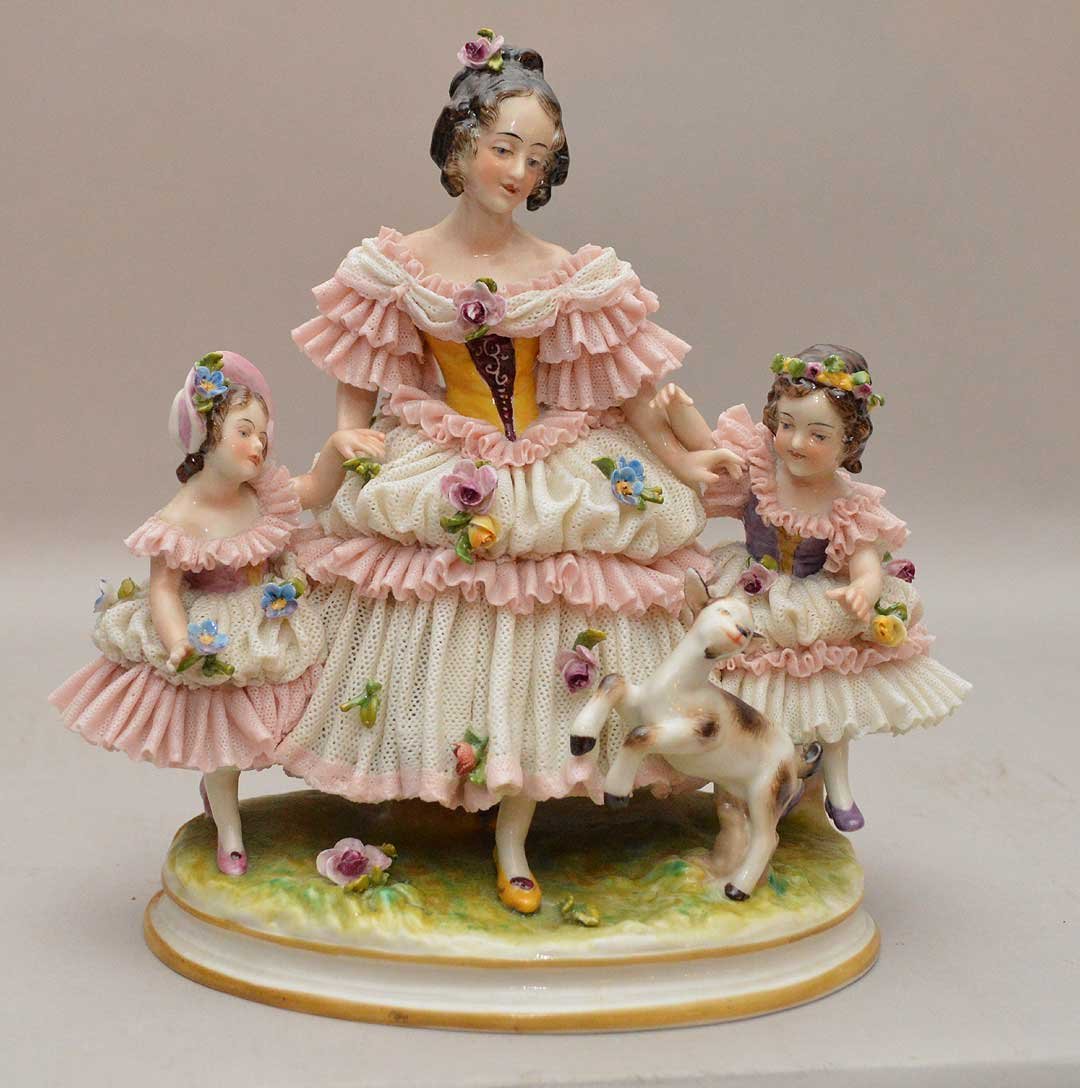 German porcelain grouping, 7 1/2"h x 7 5/8"w (1 of 7)