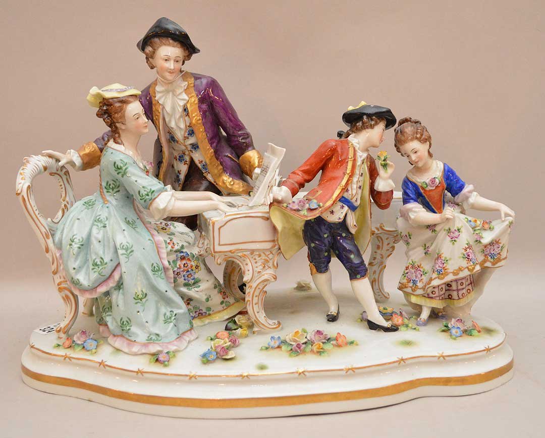 German porcelain grouping, 11 1/4"h x 15 1/2"w (1 of 5)