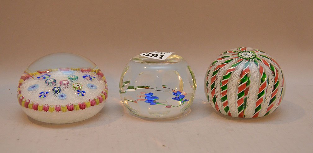 (3) Pershire paperweights, red & green canes, (1 of 5)