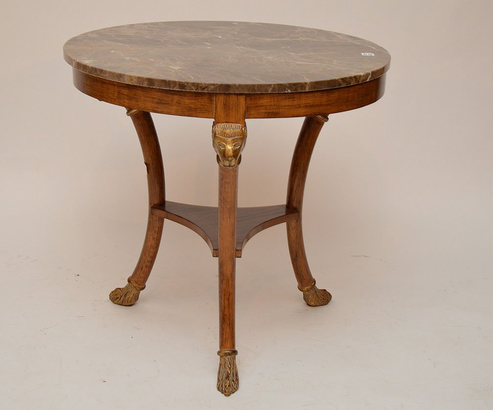20th c, trifed base occasional table, animal head and (1 of 2)