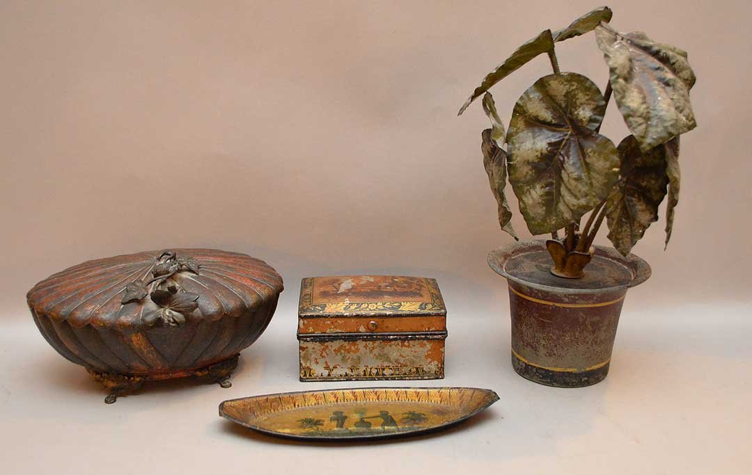 4 assorted pieces, incl; tole planter (14"h x 7"w), (1 of 5)