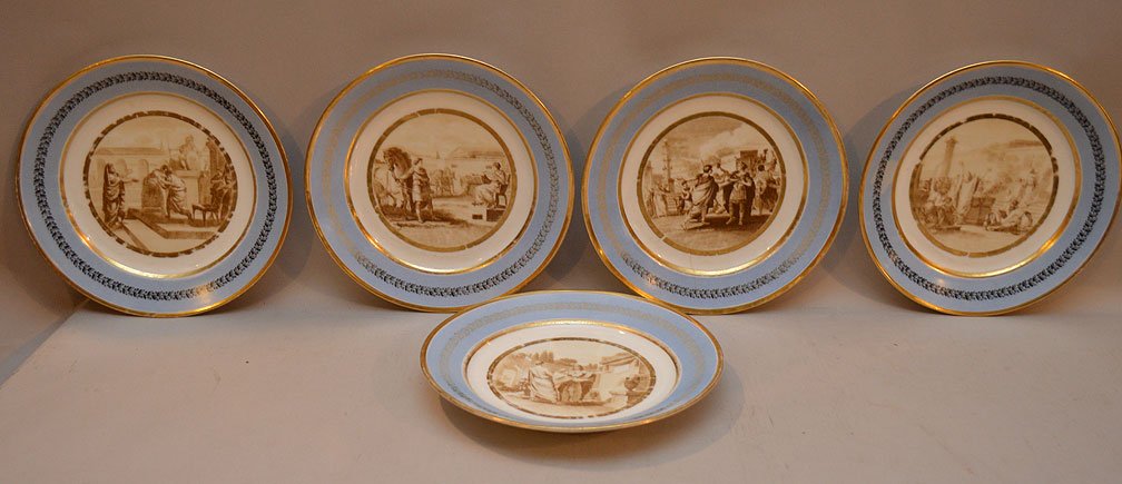 5 historical plates, (9 1/2"dia plate) (1 of 6)