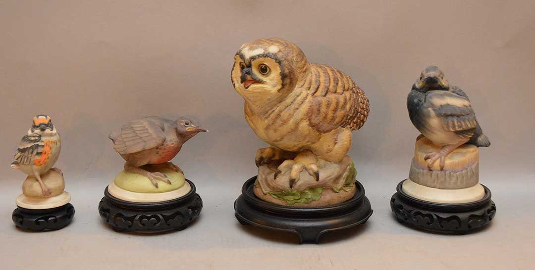 4 Boehm birds, owl (7"h), shortest 4"h (chip on back) (1 of 1)