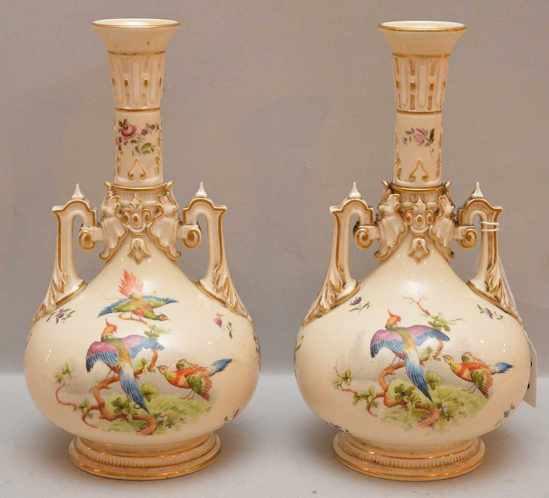 Pair Royal Worcester Porcelain Vases each with hand (1 of 5)