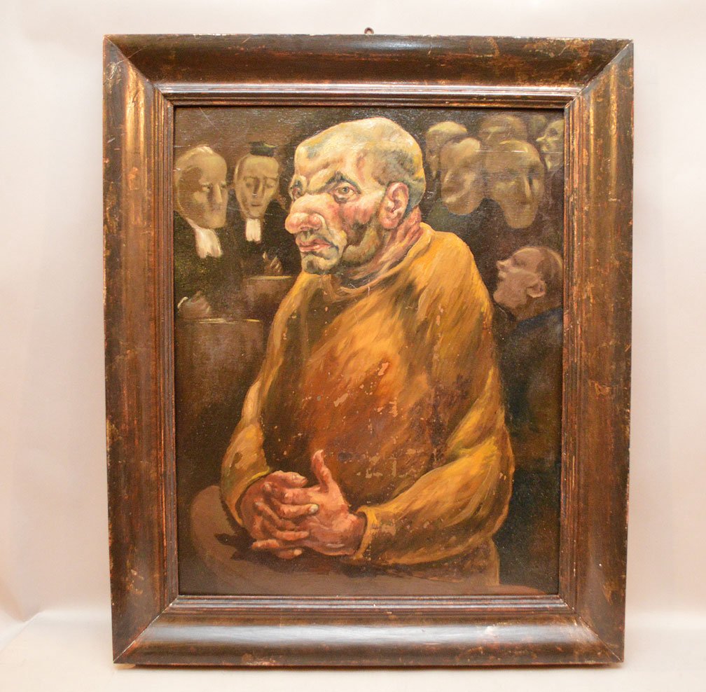 Vintage German Expressionist Painting of an ugly dude, (1 of 5)