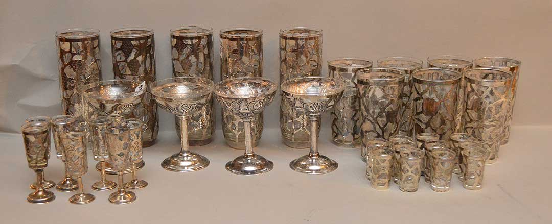 34 pieces of silver overlay glassware, incl; 6 iced tea (1 of 6)