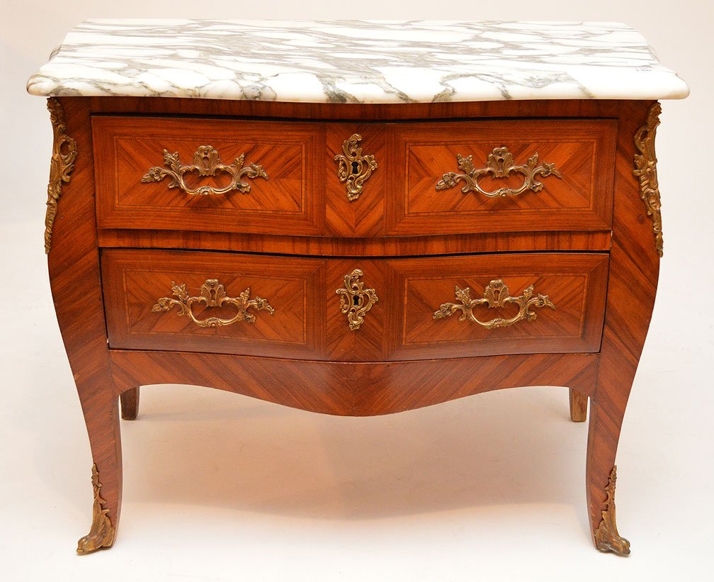 2 drawer French commode with ormolu mounts, white (1 of 5)